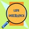 Handwriting text Life Insurance. Concept meaning Payment of death benefit or injury Burial or medical claim Round