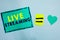 Handwriting text Live Streaming. Concept meaning Transmit live video coverage of an event over the Internet Turquoise paper notes