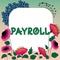 Handwriting text Payroll. Business overview total of all compensation business must pay to its employees