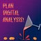 Handwriting text Plan Digital Analysis. Concept meaning Analysis of qualitative and quantitative digital data Cocktail Wine Glass