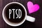 Handwriting text Ptsd. Concept meaning Post Traumatic Stress Disorder Mental Illness Trauma Fear Depression Mug coffee lovely thou