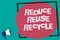 Handwriting text Reduce Reuse Recycle. Concept meaning ways can eliminate waste protect your environment Framed multiline text ide