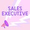 Handwriting text Sales Executive. Business overview responsible for the overall sales activities of the company