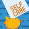 Handwriting text Self Care. Business showcase practice of taking action preserve or improve ones own health Piggy Bank