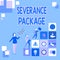 Handwriting text Severance Package. Business overview pay and benefits employees receive when leaving employment