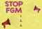 Handwriting text Stop Fgm. Business idea Put an end on genital cutting and circumcision Pair Of Megaphones Drawing