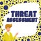 Handwriting text Threat Assessment. Word for determining the seriousness of a potential threat