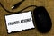 Handwriting text Translations. Concept meaning Written or printed process of translating words text voice USB black mouse art boar