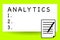 Handwriting text writing Analytics. Concept meaning systematic computational analysis of data statistics or infos Sheet