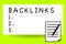 Handwriting text writing Backlinks. Concept meaning incoming hyperlink from one web page to another big website Sheet of