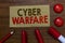 Handwriting text writing Cyber Warfare. Concept meaning Virtual War Hackers System Attacks Digital Thief Stalker Paperboard marker