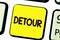 Handwriting text writing Detour. Concept meaning long or roundabout route taken to avoid something or visit somewhere