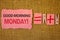 Handwriting text writing Good Morning Monday Motivational Call. Concept meaning Happy Positivity Energetic Breakfast Jute sacks pl