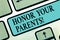 Handwriting text writing Honor Your Parents. Concept meaning high respect great esteem for your parents elderly Keyboard