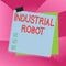 Handwriting text writing Industrial Robot. Concept meaning robotic mechanism used in the fabrication of products Paper