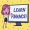Handwriting text writing Learn Finance. Concept meaning study which figures out how showing and business uses money