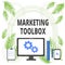 Handwriting text writing Marketing Toolbox. Concept meaning Means in promoting a product or services Automation Business