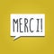 Handwriting text writing Merci. Concept meaning defined as thank you in French language Being grateful to someone