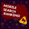 Handwriting text writing Mobile Search Ranking. Concept meaning website or page is ranked within search engine results