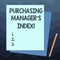 Handwriting text writing Purchasing Manager S Index. Concept meaning indicator of economic health for analysisufacturing Stack of