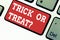 Handwriting text writing Trick Or Treat. Concept meaning Halloween tradition consisting in asking for sweets Keyboard key