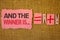 Handwriting text writing And The Winner Is . Concept meaning Announcing as first place in competition or race Jute sacks plus two