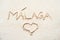 Handwriting words `Malaga`