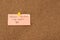 Handwritten Bible message note pinned on the corkboard with copy space, trust in God Jesus Christ concept