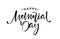 Handwritten brush Calligraphic lettering of Happy Memorial Day on white background