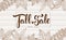 Handwritten brush lettering of Fall Sale on wood texture background. Discount special offer.