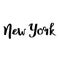 Handwritten city name. New York calligraphic word.