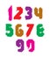 Handwritten colorful vector freak numbers, stylish digits set