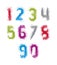 Handwritten colorful vector freak numbers, stylish striped digit