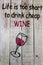 Handwritten decorative Wine tasting sign on a small rustic wooden plank