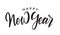 Handwritten elegant brush lettering of Happy New Year on white background