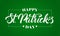 Handwritten elegant modern brush lettering composition of Happy St. Patrick`s Day in frame on green background.