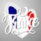 Handwritten France. Calligraphic vector text. Flag of France in