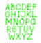 Handwritten green highlighter alphabet. Handwritten letters. Vector.