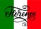 Handwritten inscription Florence and colors of the national flag of Italy on background. Hand drawn lettering. Calligraphic elemen