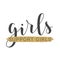 Handwritten Lettering of Girls Support Girls on White Background. Vector Illustration