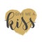 Handwritten Lettering of Give Me A Kiss on White Background. Vector Illustration