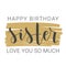 Handwritten Lettering of Happy Birthday Sister. Vector Illustration