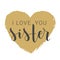 Handwritten Lettering of I Love You Sister. Vector Illustration