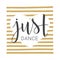 Handwritten lettering of Just Dance on white background