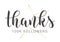 Handwritten Lettering of Thanks 100K Followers. Vector Stock Illustration