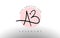 Handwritten Letters AB a b Logo with rounded lettering and pink circle background design