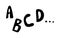 Handwritten letters A, B, C, D. Handmade simple lettering. Letters from the beginning of the alphabet