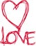 Handwritten LOVE with heart