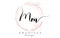 Handwritten Mm M m letter logo with sparkling circles with pink glitter