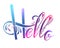 Handwritten multicolor Lettering Hello with decorations. The object is separate from the background. Vector color gradient